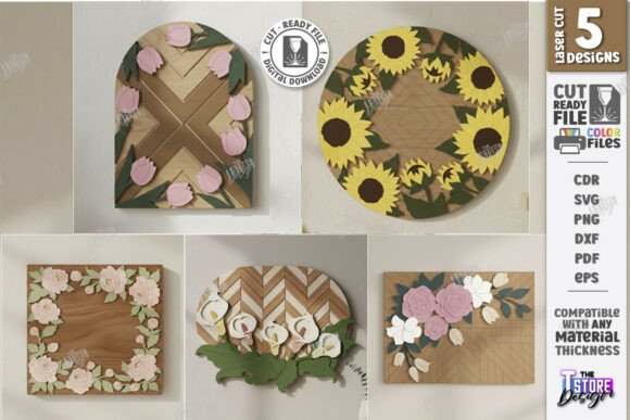 3D Floral Wall Art Laser Cut Bundle for Stunning Decor
