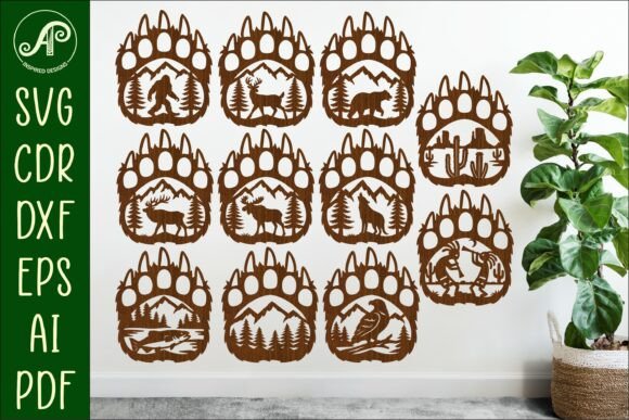 Bear Paw Print Wall Sign Bundle