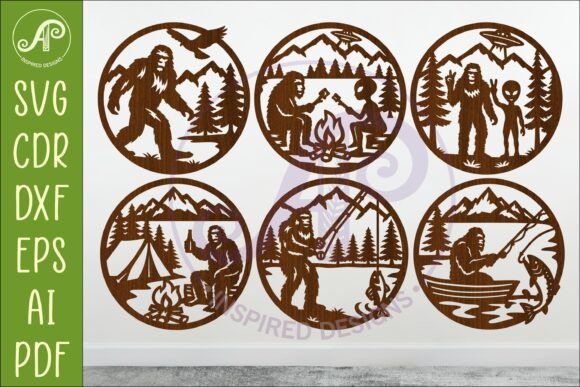 Bigfoot Wall Art Bundle SVG, Sasquatch
