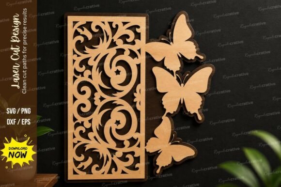 Butterfly Lace Panel Laser Cut Svg File: Elegant Design