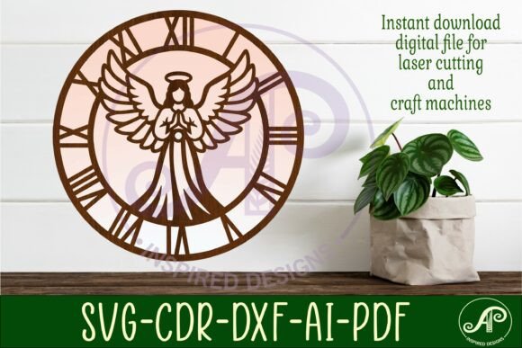 Create beautiful faith-inspired wall decor with this Angel Wall Clock SVG