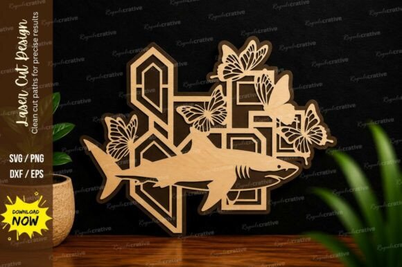 Decorative Fish Composition Laser Cut Design Set
