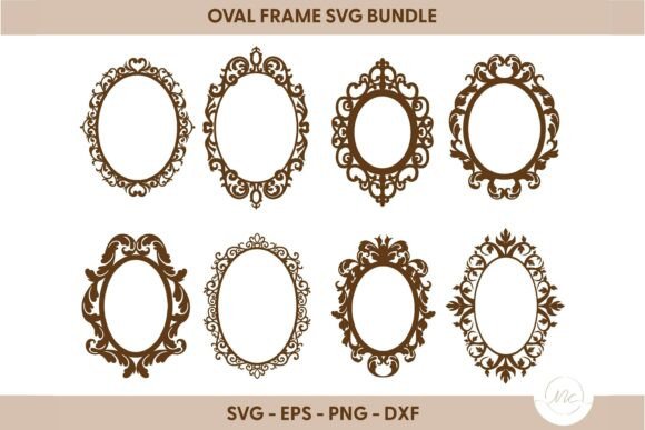 Decorative Oval Mirror Frame Laser Cut SVG Bundle