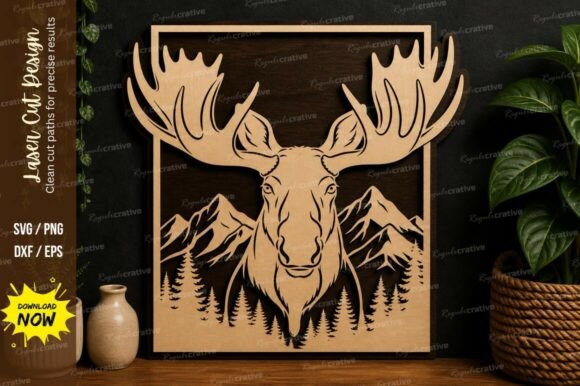 Deer Mountain Wall Art: Laser Cut SVG Design Files