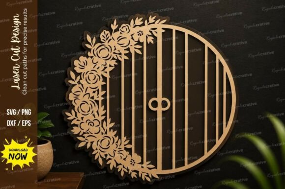 Floral Round Gate Laser Cut SVG Design
