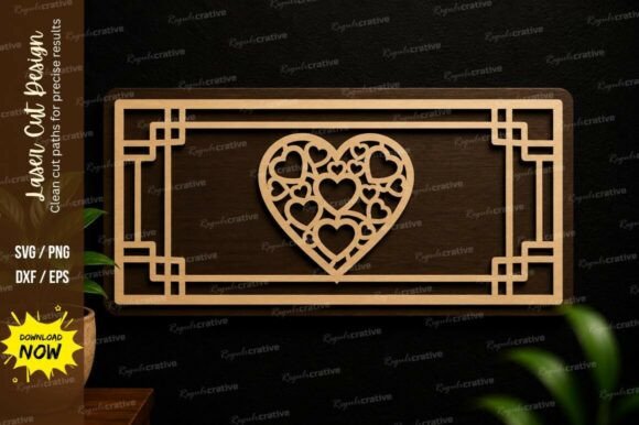 Heart Frame Border Laser Cut SVG Design