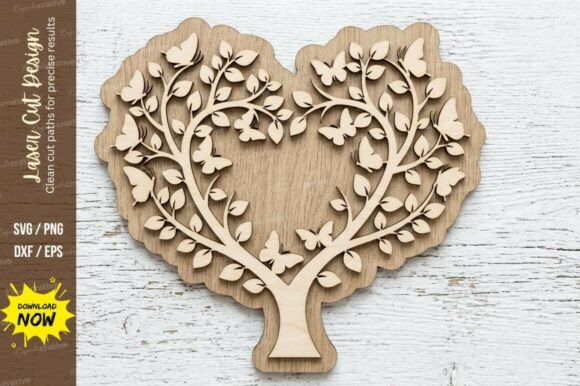 Heart Tree Wall Art: Laser Cut SVG File for Crafters