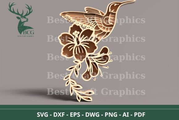 Hummingbird SVG: 6 Layer Art for Laser Cutting