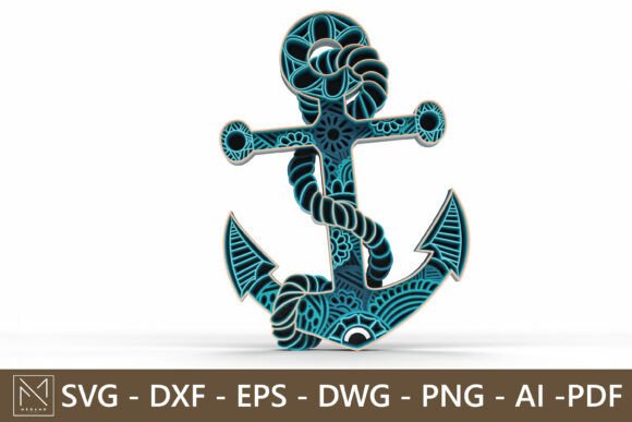 Layered Nautical Anchor Decor Laser Cut SVG Design