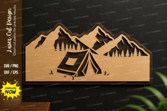 Mountain Camping Scene Laser Cut Svg: Design File Guide