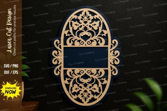 Oval Floral Frame SVG Laser Cut Wall Design