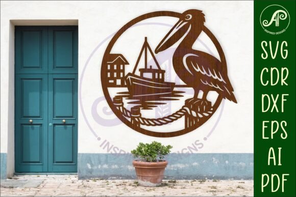 Pelican Wall Sign: Ocean Bird & Port Sign Design Files