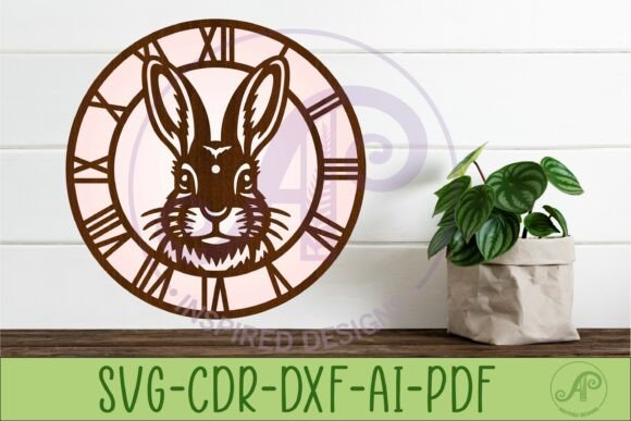 Rabbit Face Wall Clock SVG: Laser Cut Design for Makers