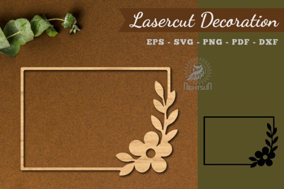 Rectangle Floral Frame Lasercut Design Assets