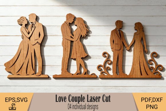 Romantic Couple Laser Cut SVG: Timeless Silhouette Design