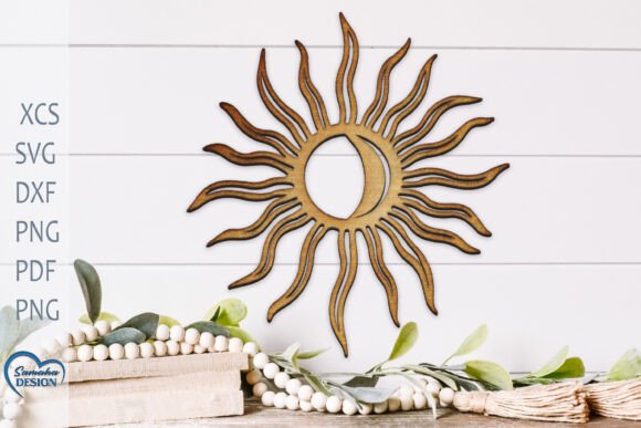 Sun and Moon SVG: Celestial Laser Cut Wall Art