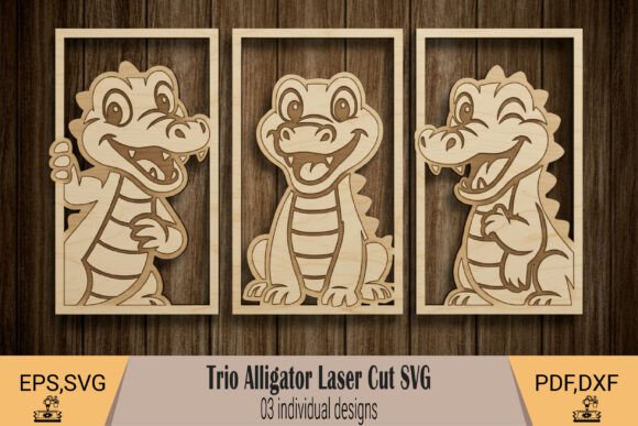 Trio Alligator Laser Cut SVG: Creative Wildlife Designs